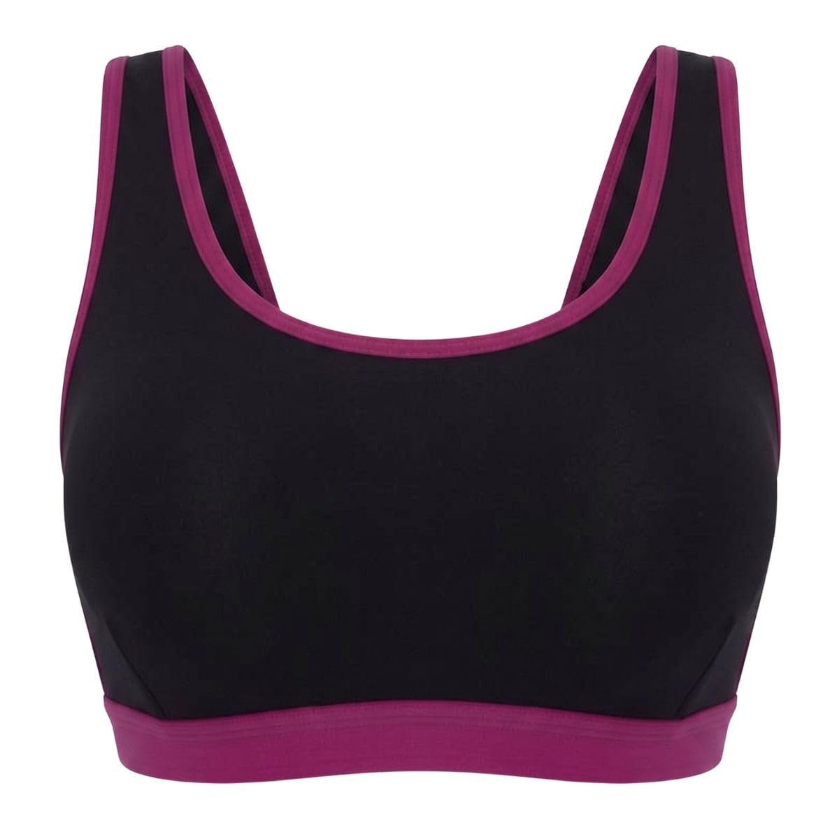 DChica Essentials Sports Bra for Girls, Cotton Non-Padded Full Coverage Beginners Non-Wired T-Shirt Gym Workout Bra with Regular Broad Strap (Pack of 1) Activewear Printed Training Bra for Teenagers