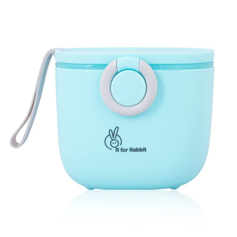 R for Rabbit Silicone First Feed Meal Box for Baby, Kids Multi-Functional Milk Powder Container Box 210G (Blue)
