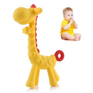 Moppets Soft Baby Silicone Giraffe Teether (Yellow)