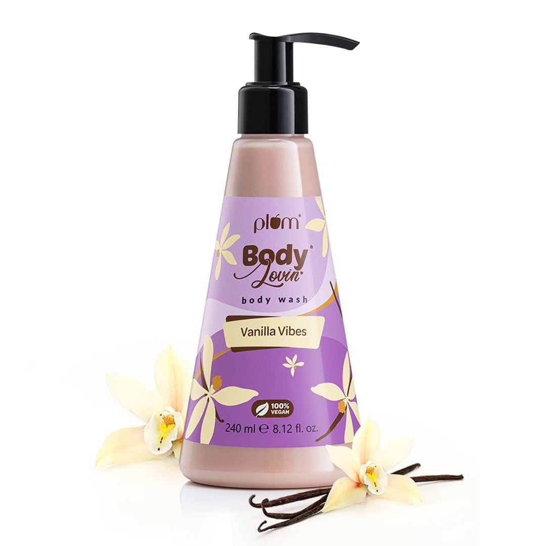 Plum Bodylovin’ Vanilla Vibes Body Wash | SLS-Free Creamy Body Wash for Women | Shower Gel with Long Lasting Vanilla Fragrance | Aloe-Infused Nourishing Body Cleanser for Soft & Smooth Skin – 240ml