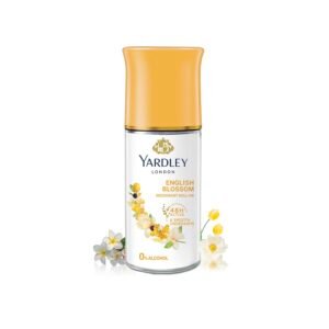 Yardley London English Blossom | Underarm Deodorant Roll On| With Licorirce Extract & Floral Extracts | Smooth & Eventoned Underarms | 72 H Long Lasting Floral Scent| 0% Alcohol & Dermat Approved | For Women | 50ml