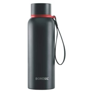 Borosil Hydra Trek Stainless Steel Water Bottle | Double Wall Vacuum Insulated Flask, Green | 20 Hours Hot & 24 Hours Cold | Ideal for Personal & Corporate Gifting | 1 Year Warranty (Black, 500 ml)