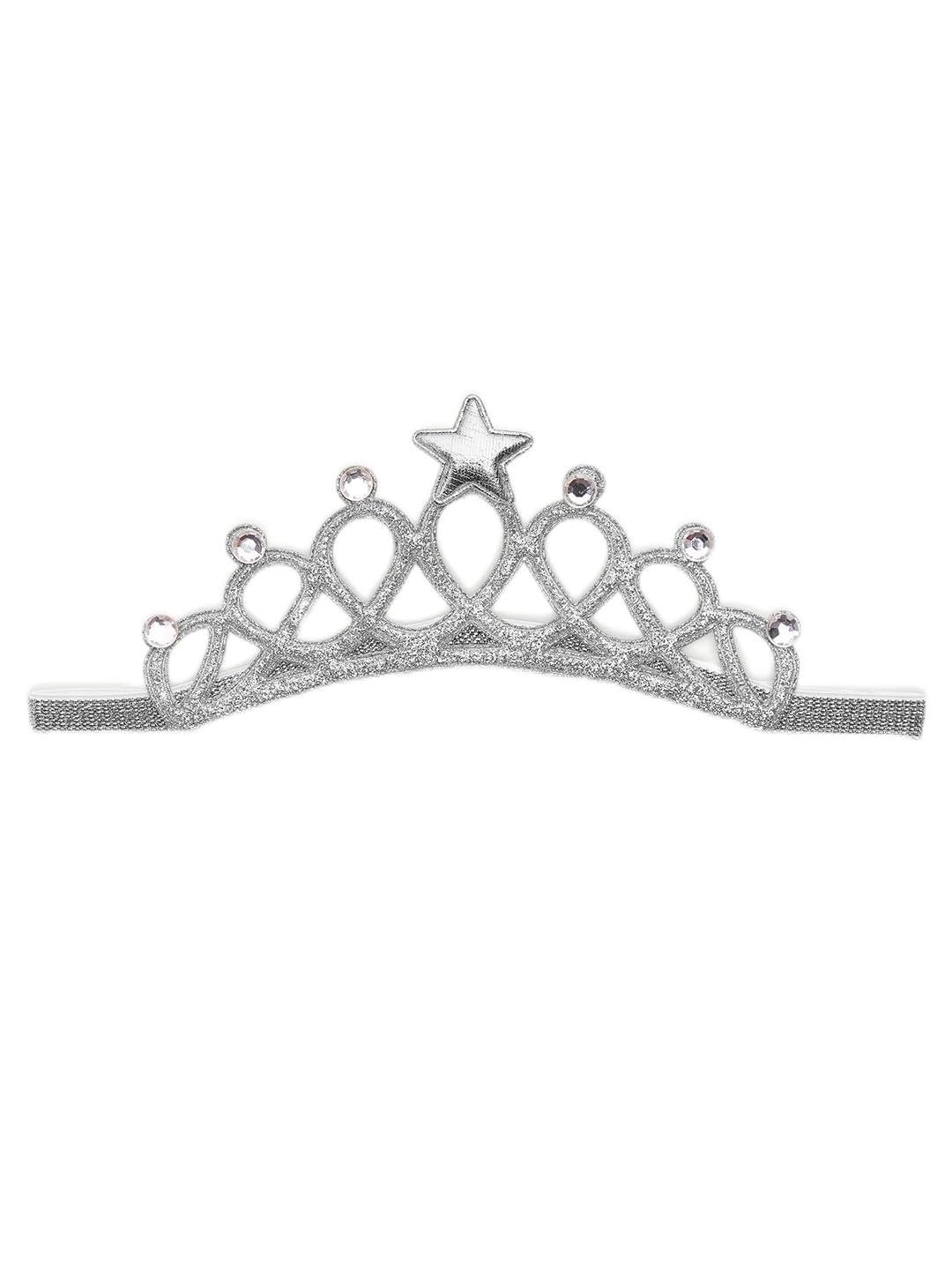 Babymoon Baby Girl Rhinestone Crown Headbands Toddler Princess Acrylic Headband Hair Accessories Glittering for Girls | Silver