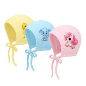 0-3/3-6/6-9/9-12/12-18 & 18-24 Months New Born Baby Girls & Boys Finest Hosiery Cotton Double Layer Knot Caps Set/Infant/Hat/Toppi/Kan Topi/Clothes (Pack of 3)