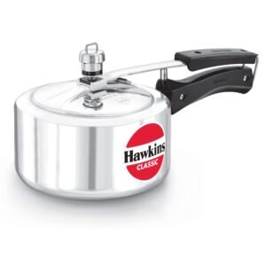 Hawkins Classic 2 Litre Pressure Cooker | Straight Body | Gas Compatible | Ideal for 2–3 persons | ISI Certified | 5 Year Guarantee | Silver (CL20)