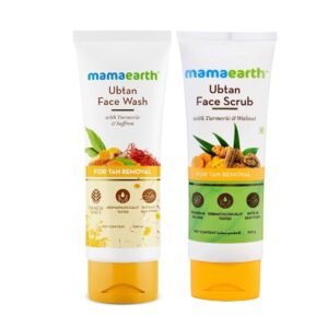 Mamaearth Tan Removal Combo | Ubtan Face Wash + Face Scrub | Removes Tan | Repairs Sun Damage | Evens Skin Tone