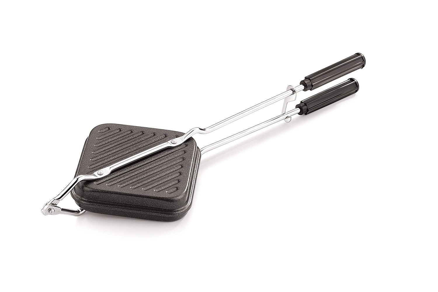 Tosaa Non-Stick Sandwich Toaster for Gas Stove | Grill & Toast Sandwiches in Minutes | Double-Coated Non-Stick | Durable & Easy to Use | Black Sandwich Maker
