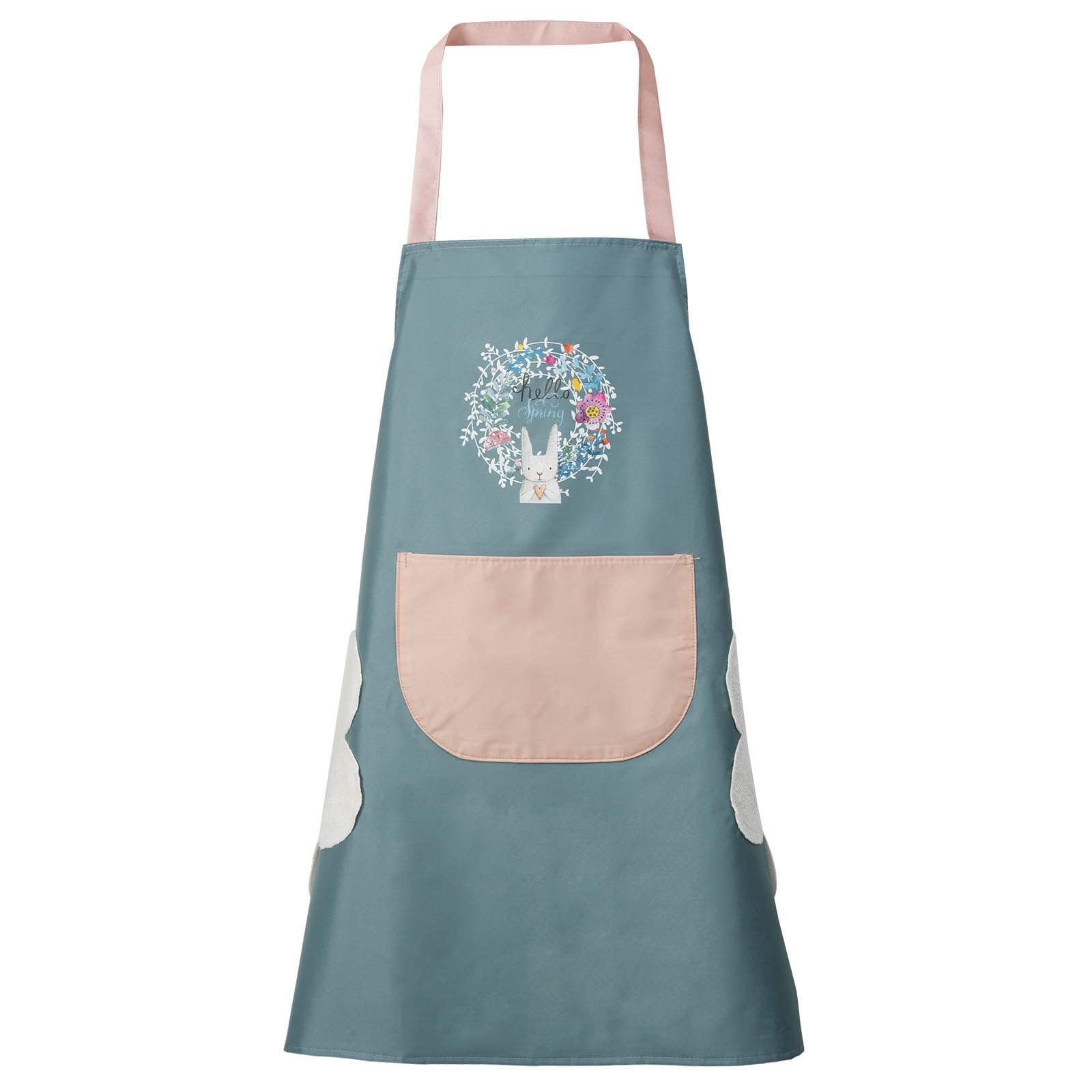 DILLMAN Women Kitchen Apron with Hand Wipe Pockets，Big Pocket,Hand-wiping, Waterproof for Cooking Baking