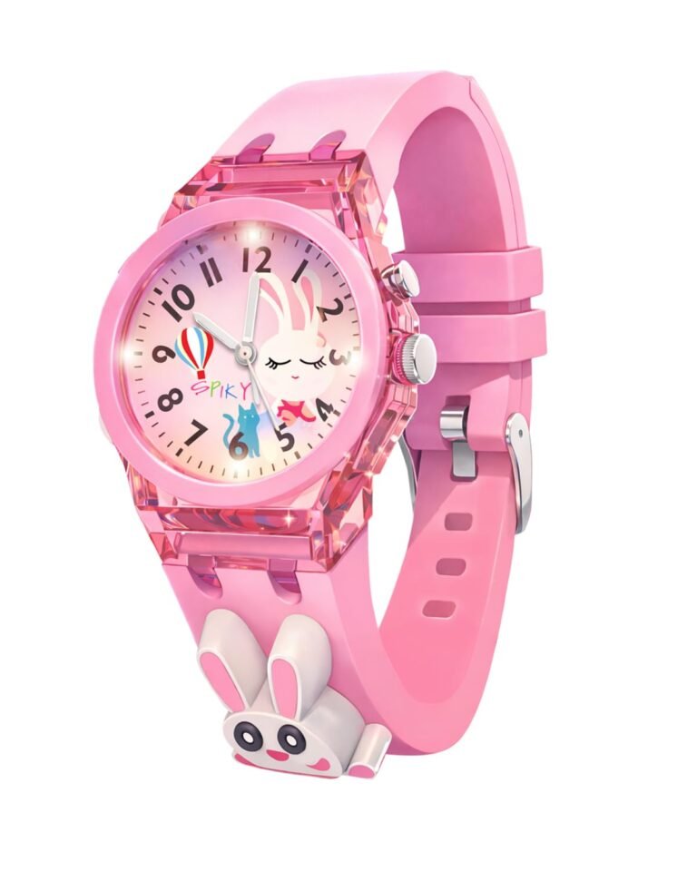 SPIKY Analog Watch for Kids | 3D Cartoon | 7 Multicolor LED Luminous Lights with Silicone Strap | Unisex Best Birthday Gift | Analogue Wrist Watches for Boys & Girls | Age 3-10 yrs