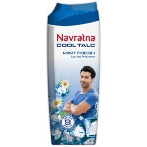 Navratna Cool Mint Fresh Talc | Instant Sweat Absorption and Cooling Effect |Body Odour Protection | Long Lasting Freshness and Fragrance, 400gm
