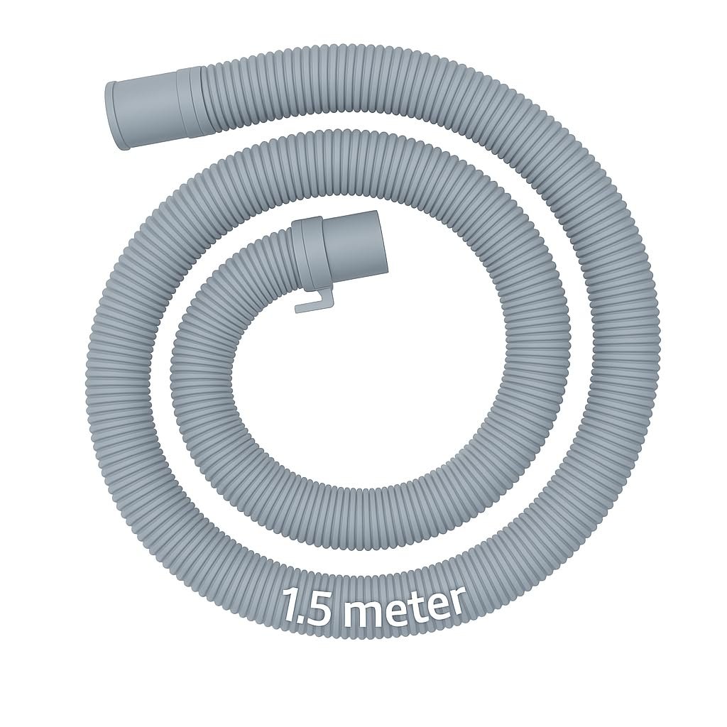 SBD 1.5 Meter easyfit Top load Fully/Semi Load Washing Machine Outlet Drain Waste Water Hose Flexible Hose Pipe| Corrugated Leakagefree Flexible Drain Outlet Pipe (Pack Of 1) (Grey, 1.5 Mtr)