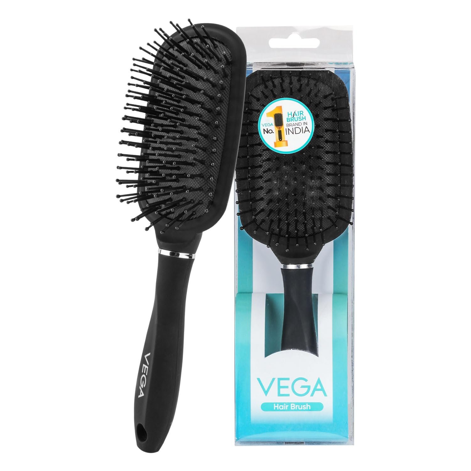 Vega Paddle Hair Brush for Women & Men – Detangling Brush with Soft Ball-Tipped Bristles, Cushion Base for Smooth Hair, Ideal for Salon & Home Use, (India’s No. 1* Hair Brush Brand, E11-PB)