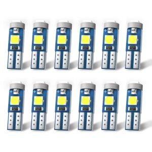 Long Life T5 74 73 2721 LED Bulb Dash Lights 3030 Chipsets CANBUS Error Free for Dashboard Instrument Panel Cluster AC Lights Bulb Replacement,Pack of 12 (White)