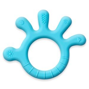 Infantso Finger Shape Soft Silicone Teether for 6+ Months, BPA Free Teething Toy for Babies with Textured Surface for Soothing Gums. 100% Food Grade, No-Choke Design (Finger – Blue)