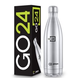 Go24 pexpo Stainless Steel Water Bottle Electro Silver 980ml