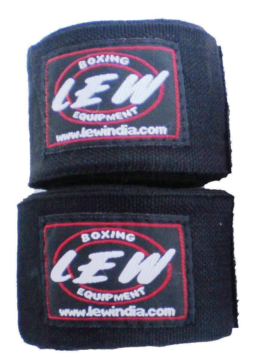 LEW Mexican Style Boxing 500CM Long with Elastic Hand & Wrist Support Spandex Multicolor Hand Wraps (Black)