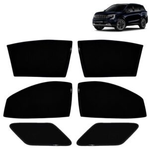 KINGSWAY Car Sun Shade Curtains Only Compatible with Mahindra XUV 7XO (2026 Onwards) | Z-Black Fix-Type (Non-Magnetic) | UV & Heat Protection | Pack of 6 Pcs