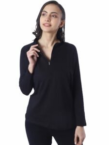 London Hills Women’s Cotton Regular Fit Tshirt Full Sleeve Zipper Tshirt T-Shirt Full Sleeves