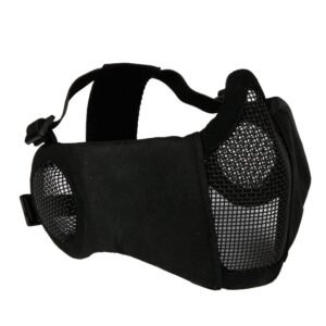 Foldable Airsoft Mesh Mask, Nylon Military Tactical Half Face Mesh Masks with Ear Cover Protection Adjustable CS Protective Lower Guardfor Mask CS Hunting Paintball Shooting