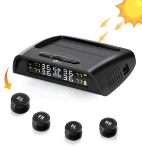 Skyshop® C240 Prime Solar Powered TPMS with Smart Voice Alert | External Wireless Tyre Pressure Monitoring System | Real-Time Precision Sensors for All Cars, Bikes & Scooters