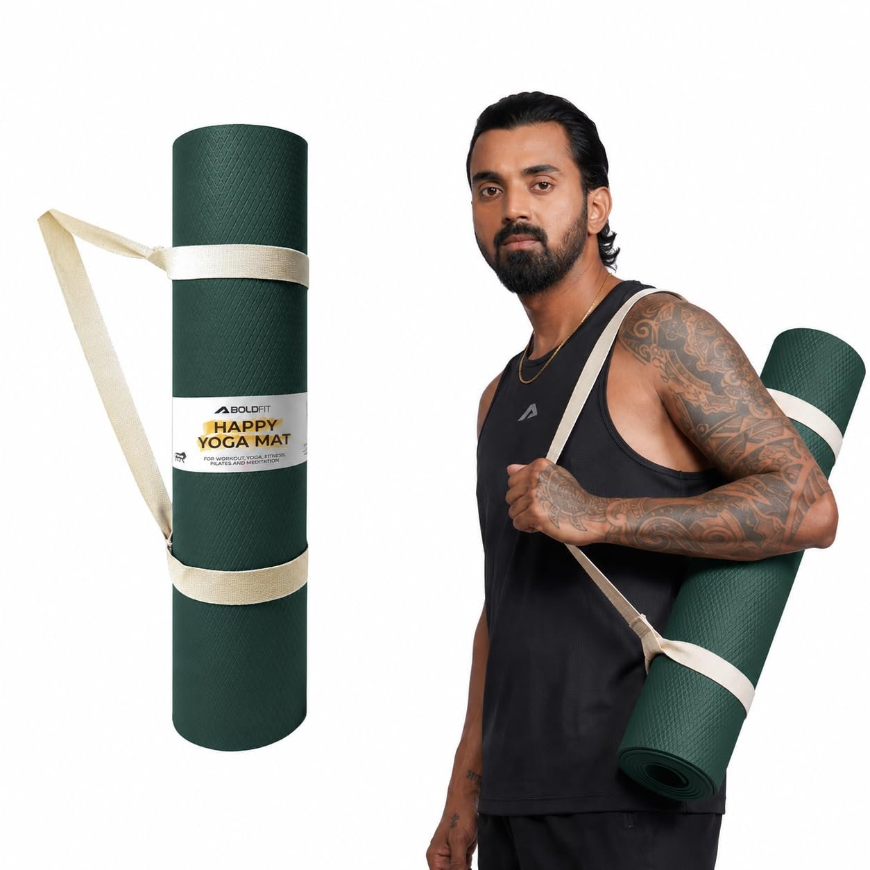Boldfit Yoga Mats For Women and Men Exercise For Home Workout Gym Anti Slip EVA Material Yoga Mat 4Mm For Kids Gym Mats – Green