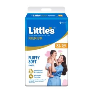 Little’s Premium Baby Diapers XL Size (Extra Large) Pants Style | 12-17 kg | 54 Count | Super Jumbo FluffySoft Baby Diaper with Leakage Guard, Wetness Indicator & 12 Hours Absorption
