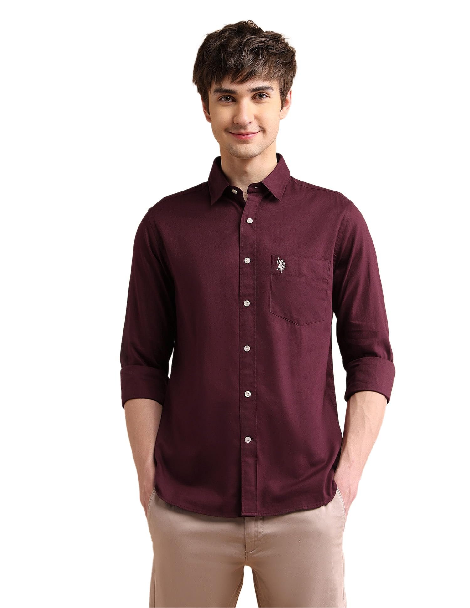 U.S. Polo ASSN. Tailored Fit Formal Shirts for Men – 100% Cotton, Full Sleeve Mens Casual Shirts
