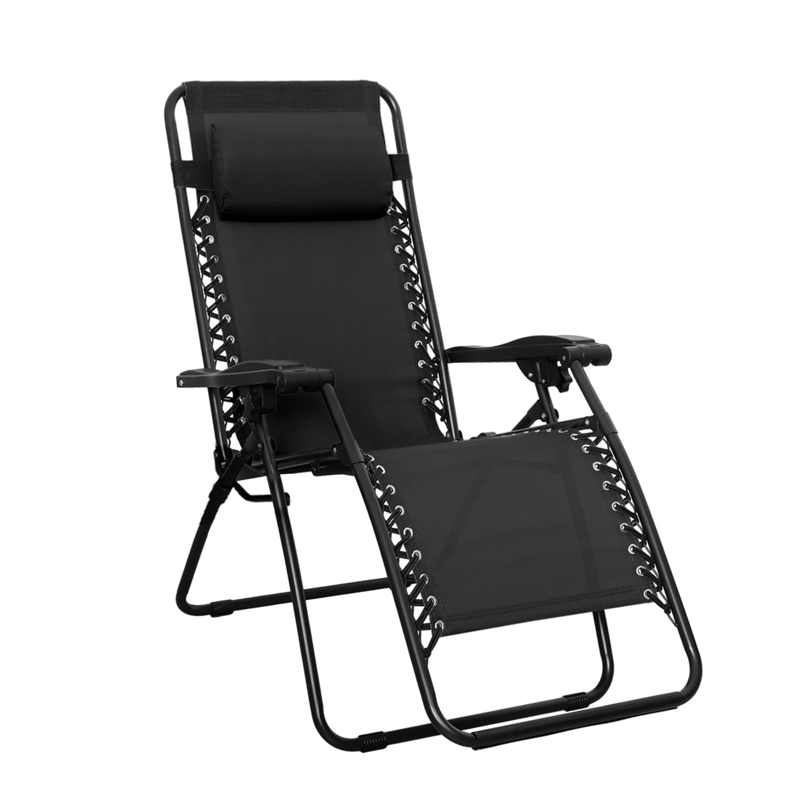 AmazonBasics Steel Zero Gravity Reclining Lounge Portable Chair, Black