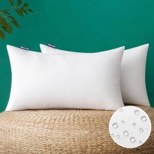 MIULEE 12×20 Inch Outdoor Pillow Inserts Set of 2, Waterproof Throw Pillows