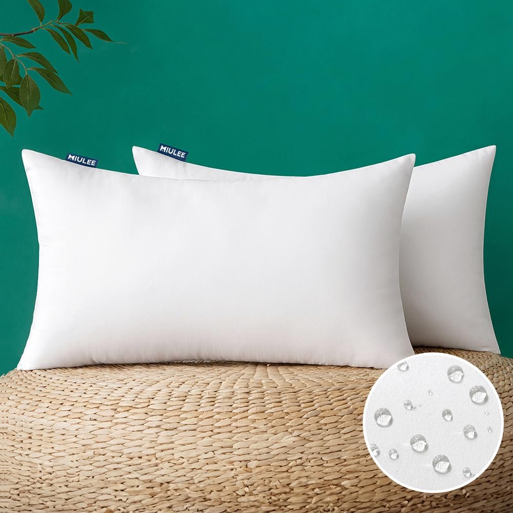 MIULEE 12×20 Inch Outdoor Pillow Inserts Set of 2, Waterproof Throw Pillows