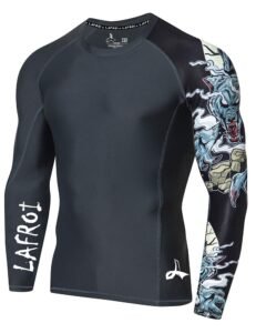 LAFROI Men’s Long Sleeve UPF 50+ Baselayer Skins Performance Fit Compression Rash Guard-CLYYB