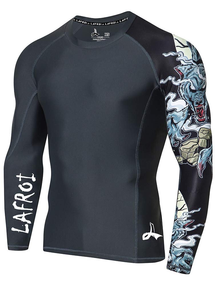 LAFROI Men’s Long Sleeve UPF 50+ Baselayer Skins Performance Fit Compression Rash Guard-CLYYB