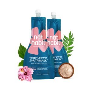 Nat Habit Five Oil Hibiscus NutriMask-Hair Mask For Hair Growth, Conditioning, Smoothening, Dry & Frizzy Hair Enriched with Hibiscus Flowers, Hibiscus, Neem, Curry Leaves (Pack of 2 x 40gm)