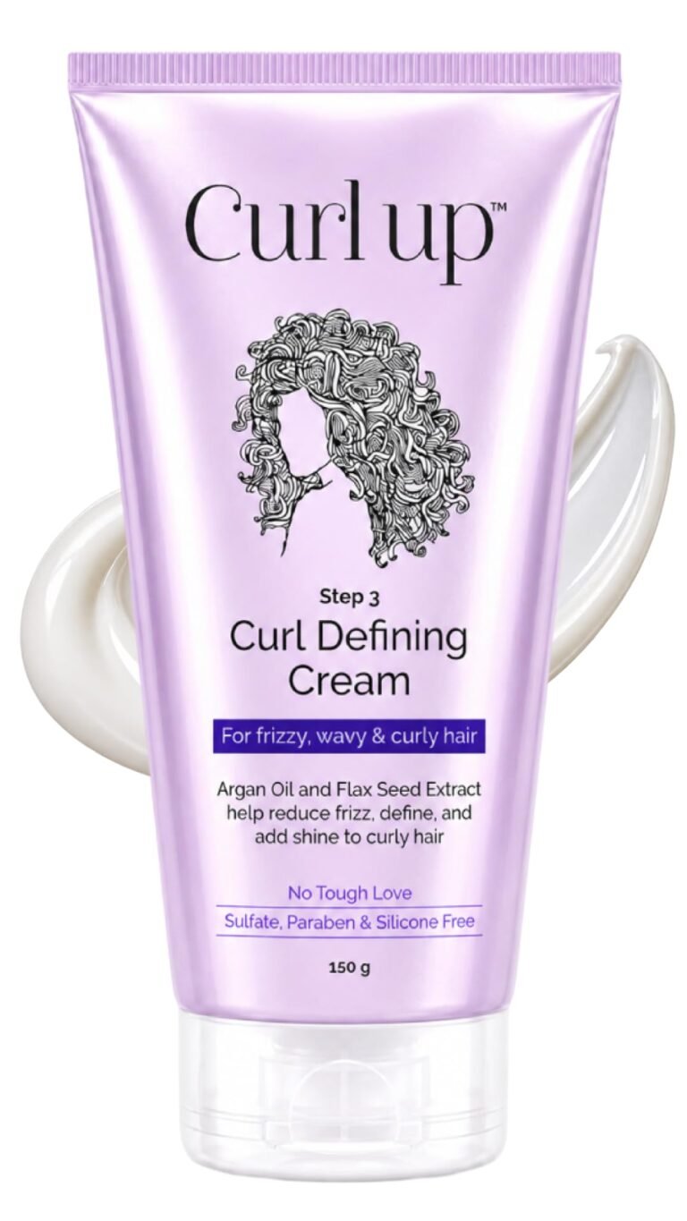 Curl Up Curl Defining Cream – All In One Leave In Conditioner Moisturizes, Enhances Natural Curl Definition & Provides Medium Hold to Dry Frizzy, Wavy & Curly Hair 150g