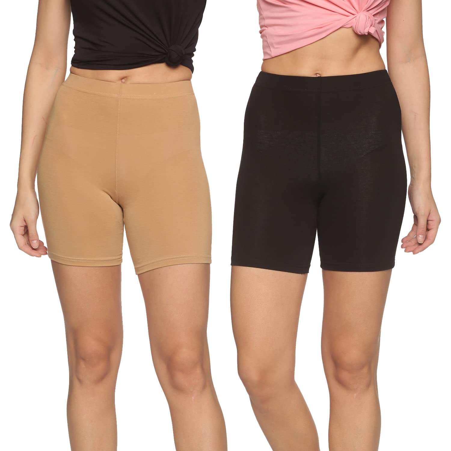 OUTFLITS Ladies Cycling Shorts| Under Dress | Yoga Shorts | Workout Shorts | Running Shorts | Exercise Shorts | Gym Shorts for Womens