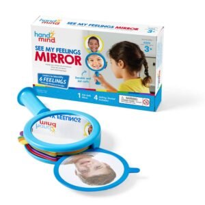 hand2mind See My Feelings Mirror, Social Emotional Learning Mirror, Sensory Toys For Toddler Learning, Anxiety Relief For Kids, Mindfulness For Kids, Kindergarten Homeschool Supplies (Pack of 1)