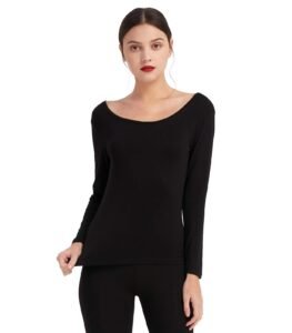 Mcilia Women’s Ultrathin Modal Thermal Baselayer Top Scoop Neck Long Sleeve Undershirt