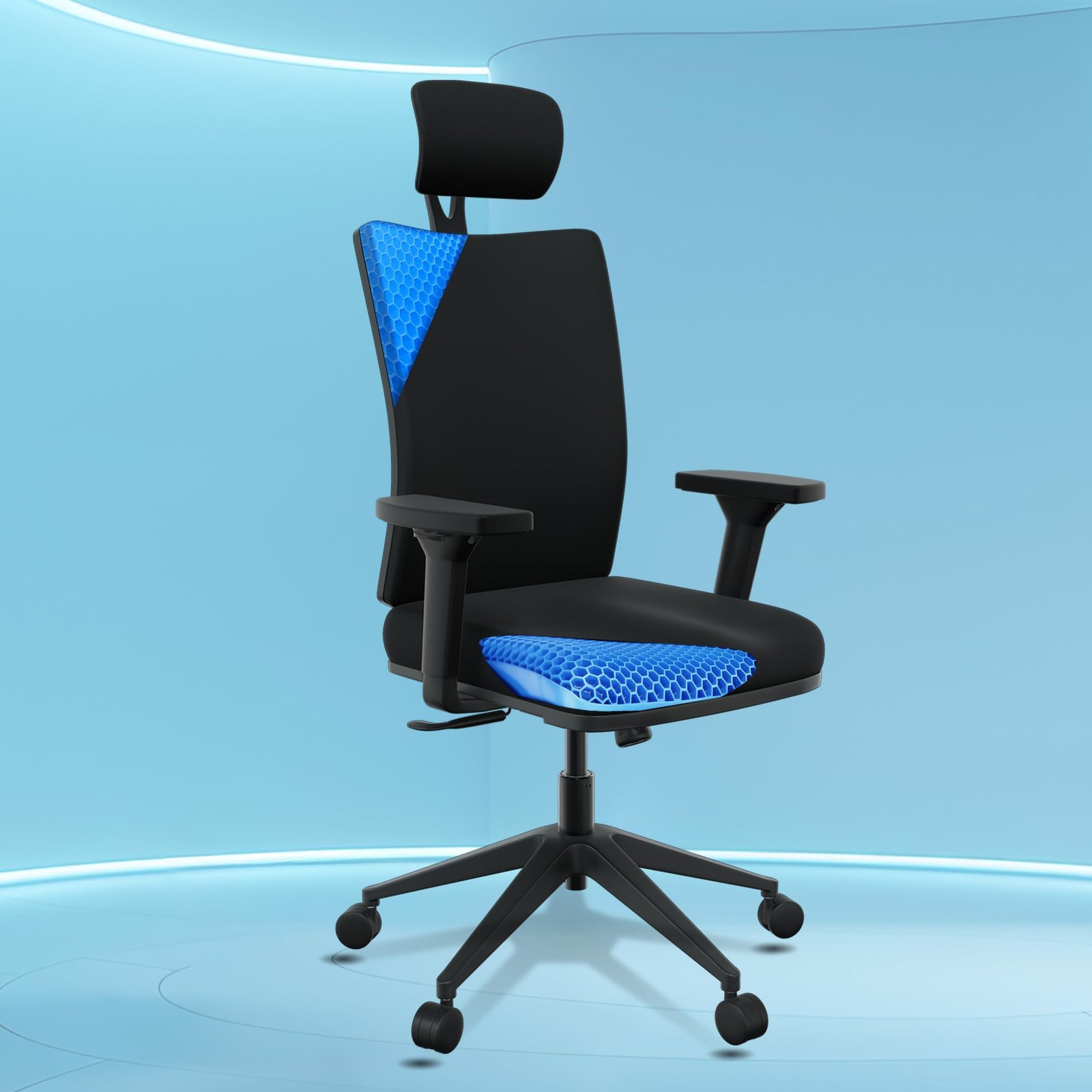 The Sleep Company Onyx Orthopedic Office Chair | Patented SmartGRID seat | Adjustable Lumbar Support | Ergonomic Sitting Posture | High Back Chair | Work, Home, Study | Free Installation | Black
