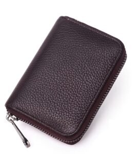 VOGARD Unisex PU Leather Wallet with Zipper | RFID Blocking Card Holder Zipper Wallet (POP51-Brown)