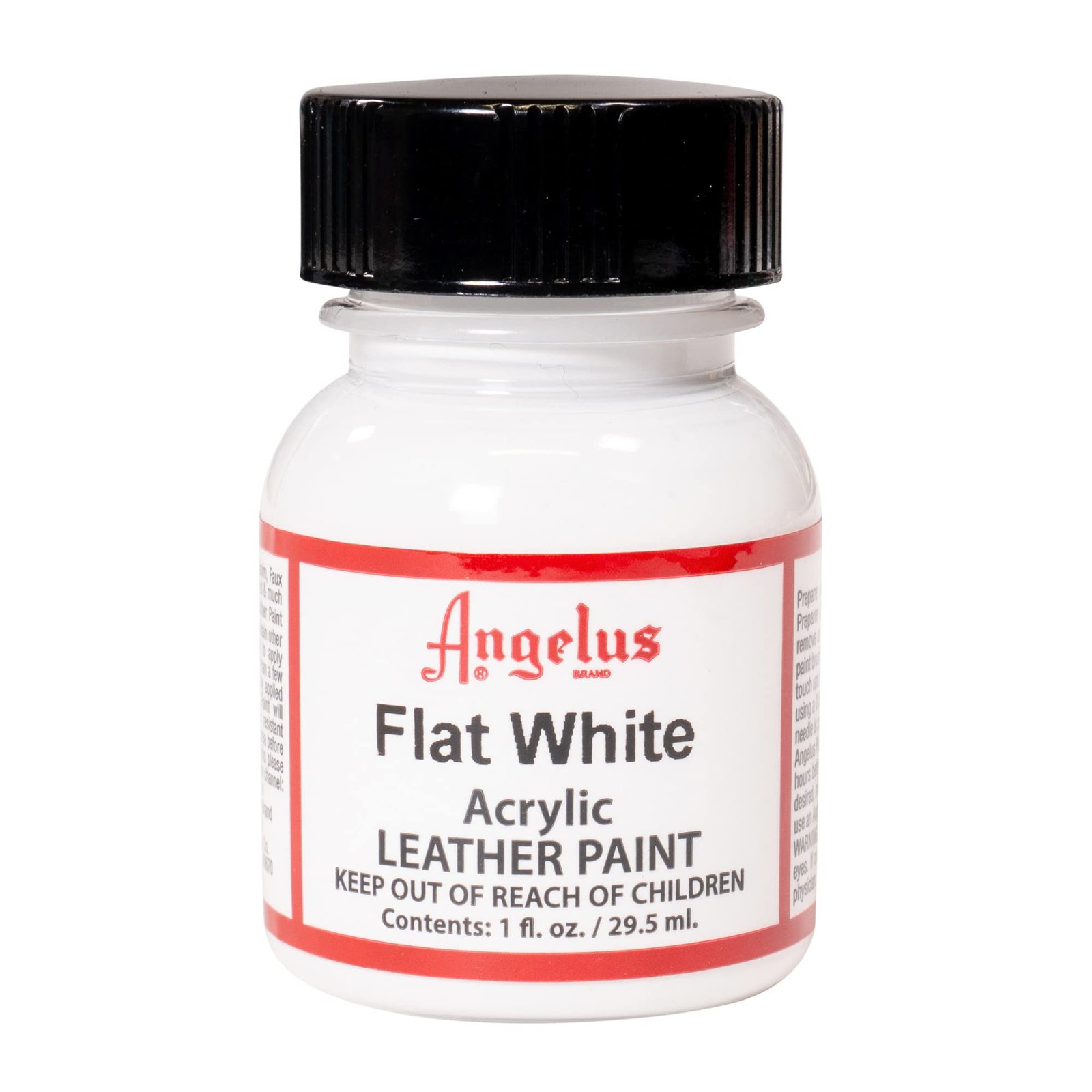 Angelus Acrylic Leather Paint, Flat White, 1 oz (29.5 ml) – Flexible Paint for Leather Shoes, Sneakers, Bags, Crafts & DIY Projects