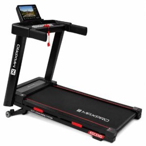 Maxpro Ascend 5Hp Peak BLDC Motor|14km/h Speed |15 Level Motorized Incline LED Display with Tablet Holder | 12 Preset Program |120Kg User Weight | Auto Incline Treadmill for Home use