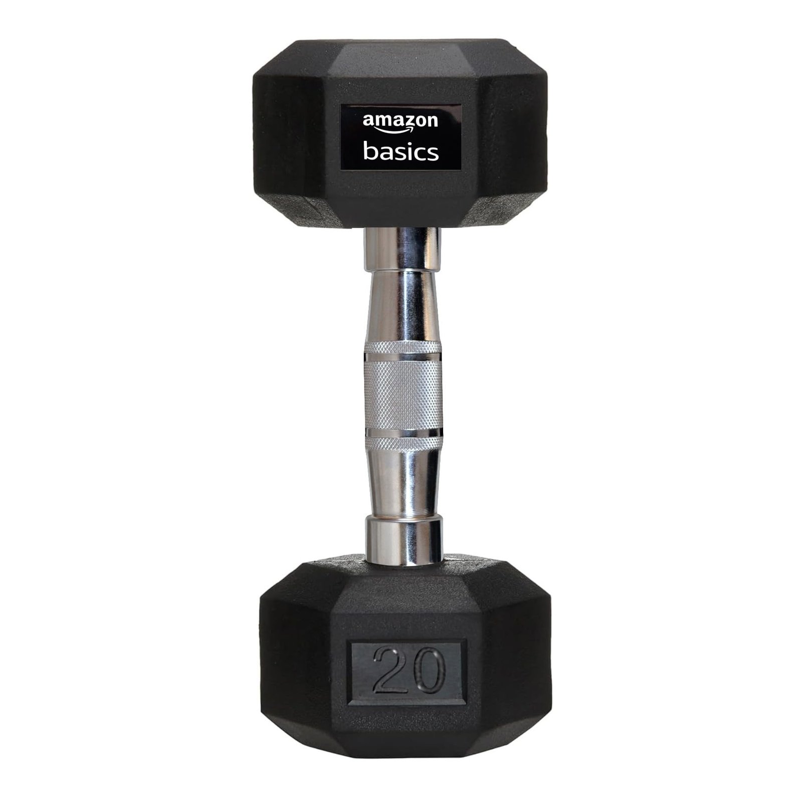 amazon basics Rubber Encased Hex Dumbbell Weight Set Of 1, 20 Kg,Black