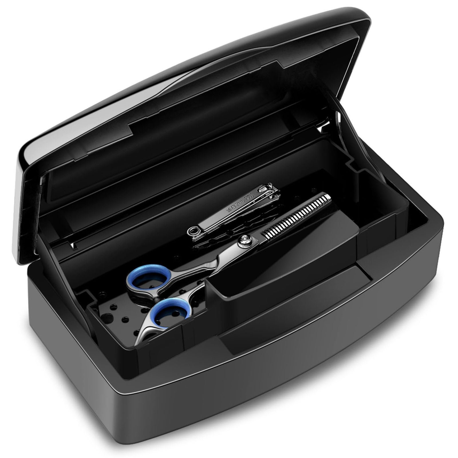 Aifeiter Nail Tool Sterilizer Box,Plastic Sterilizing Tray,The Disinfection Box for Nail Art Tools is Applicable to Nail Art Tools, Tweezers, Hair Salons, Spas and Manicure Equipment-Black