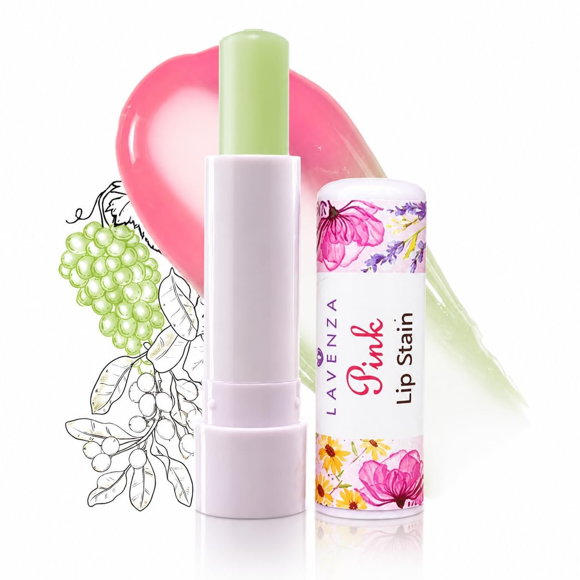 Lavenza pH Lip Stain & Lip Balm (2-in-1) | Colour-Changing Natural Pink Lip & Cheek Tint | Plant Oils & Butter rich, Non-Sticky Unlike Liquid Lip Oils | Waterproof, Long-Lasting | Kids & Teens Safe | 5 g