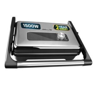 iBELL SM1700G Sandwich Maker with Floating Hinges, 1500Watt, 180 Degree Openable Plates for Grill/Toast, Temperature Control Knob (Black)
