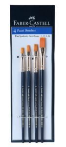 Faber-Castell Synthetic Hair Flat Assorted Paint Brush, Set of 4