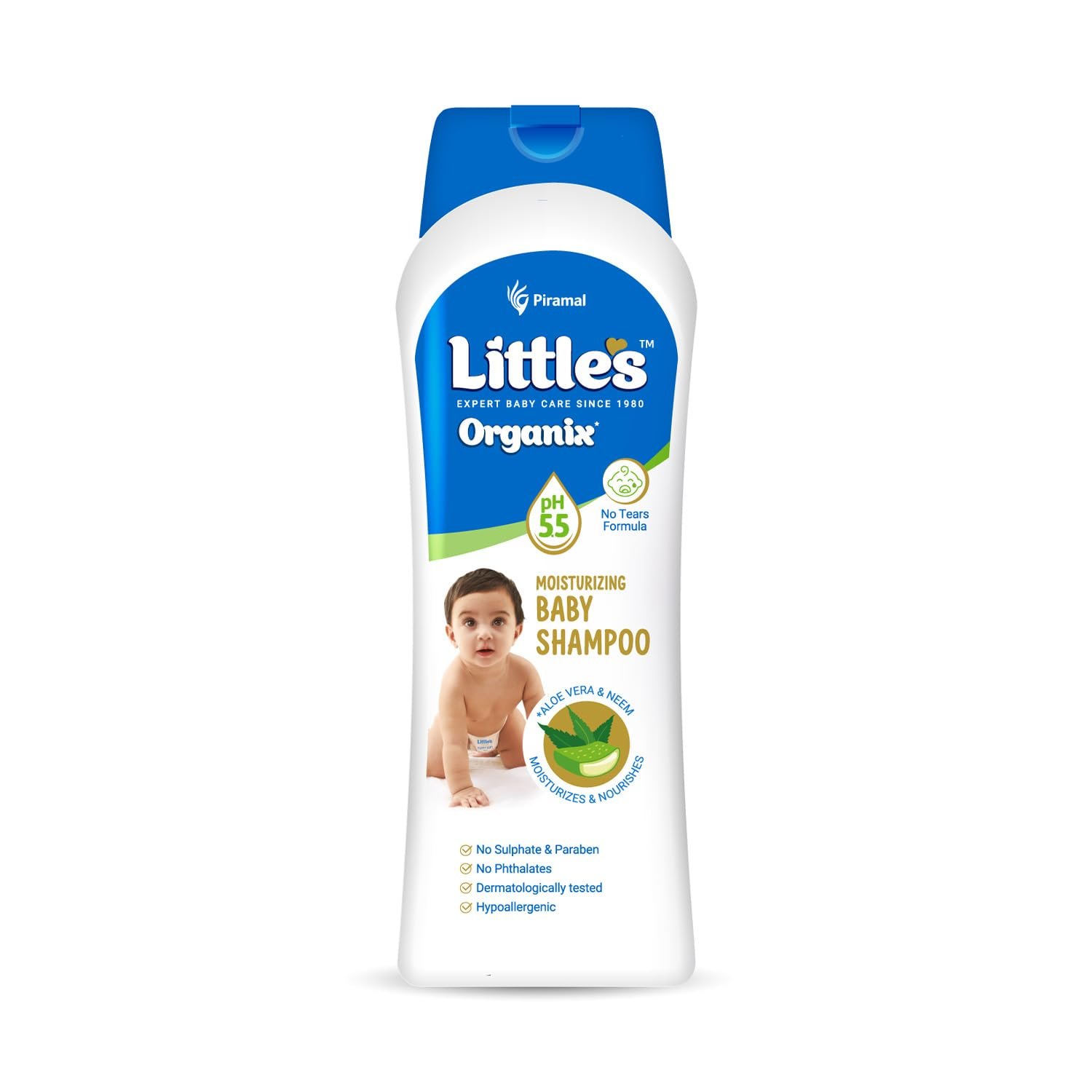 Little’s Organix Gentle Baby Shampoo 400ml | Tear-Free | pH 5.5 | Aloe Vera & Neem | Dermatologically Tested | Cleanses & Nourishes Hair & Scalp | No Parabens, No Phthalates | Maintains Texture & Softness