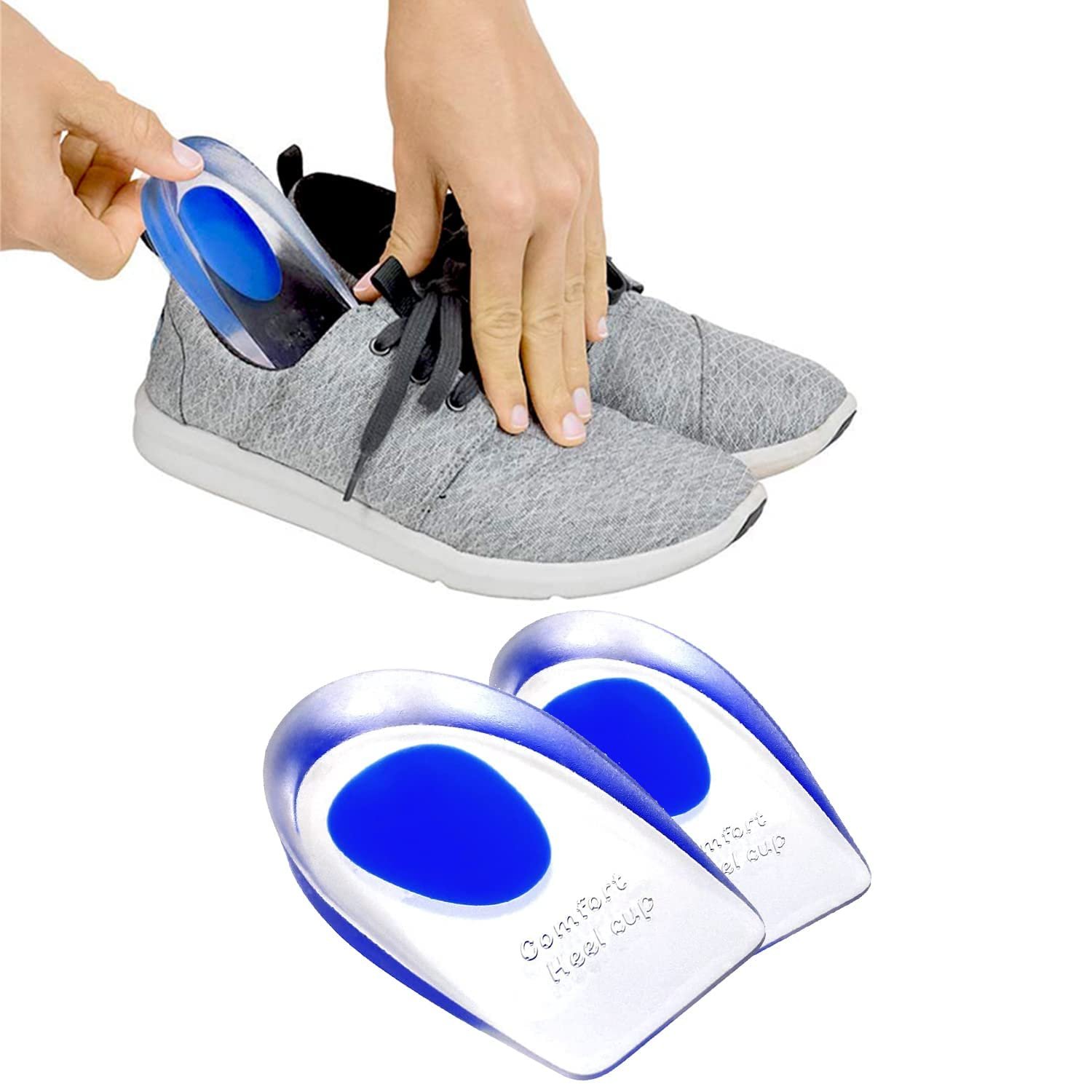 Gel Heel cups Silicone Heel Pad for Heel Ankle Pain, Heel Spur Shoe Support Pad for Men and Women Shock Cushion Pad for Heels