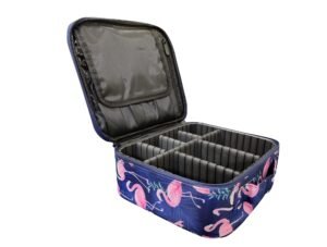 House of Quirk Makeup Box/Cosmetic Storage Case With Adjustable Compartment – Dark Blue Flamingo,W-22 Cm