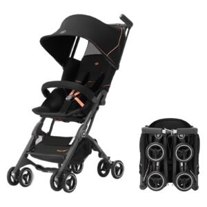 gb Pockit+ All-Terrain, Ultra Compact Lightweight Baby pockit Travel Stroller for Babies & Toddlers, Carry-On Flight Luggage Compliant, Black Orange
